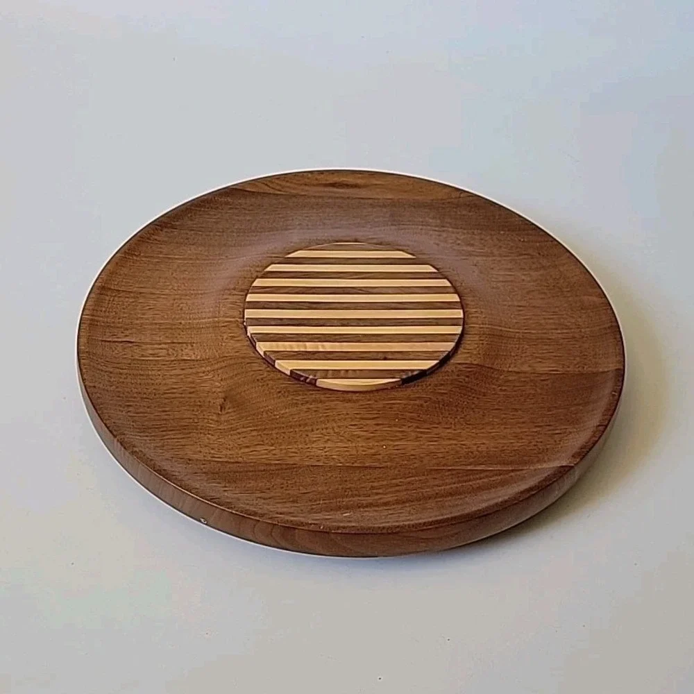 Kustom Kraft Vintage MCM Black Walnut Lazy Susan 14